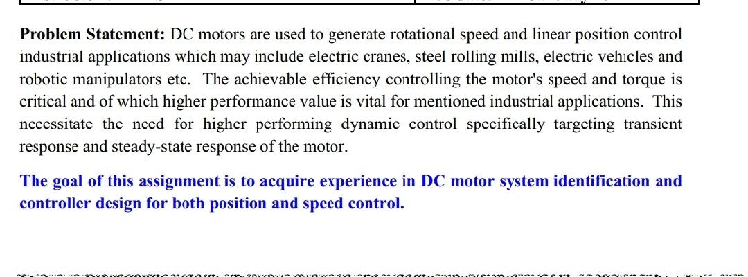 Solved Problem Statement: DC motors are used to generate | Chegg.com