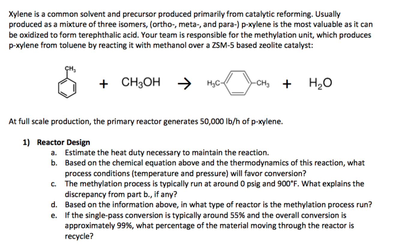 Solved Xylene Is A Common Solvent And Precursor Produced | Chegg.com