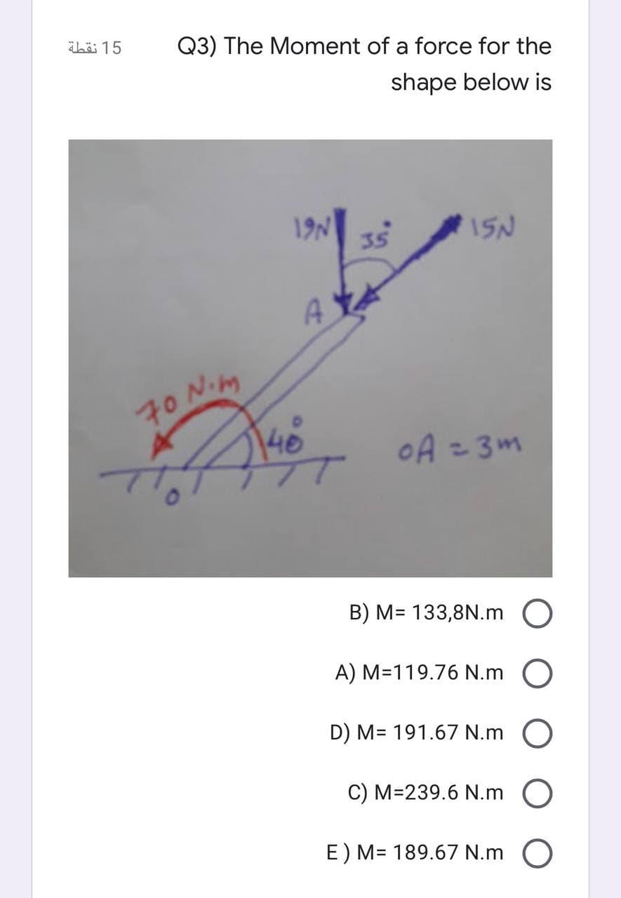 15 نقطة Q3 The Moment Of A Force For The Shape Be Chegg Com