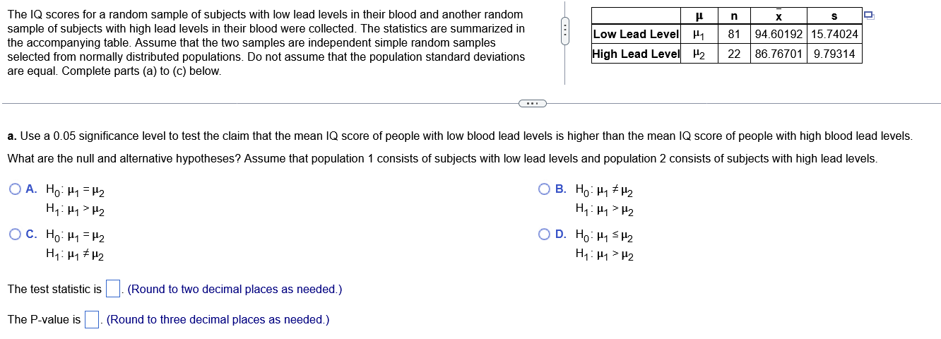 Solved The IQ Scores For A Random Sample Of Subjects With | Chegg.com