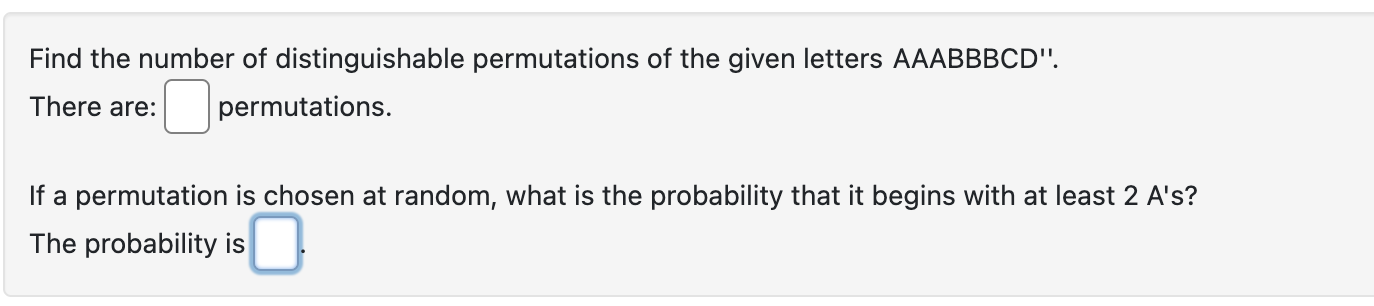 Solved Find The Number Of Distinguishable Permutations Of | Chegg.com