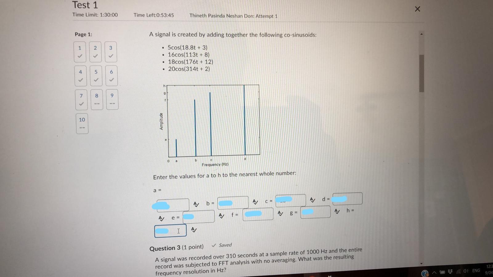 Solved Test 1 Time Limit: 1:30:00 х Time Left:0:53:45 | Chegg.com