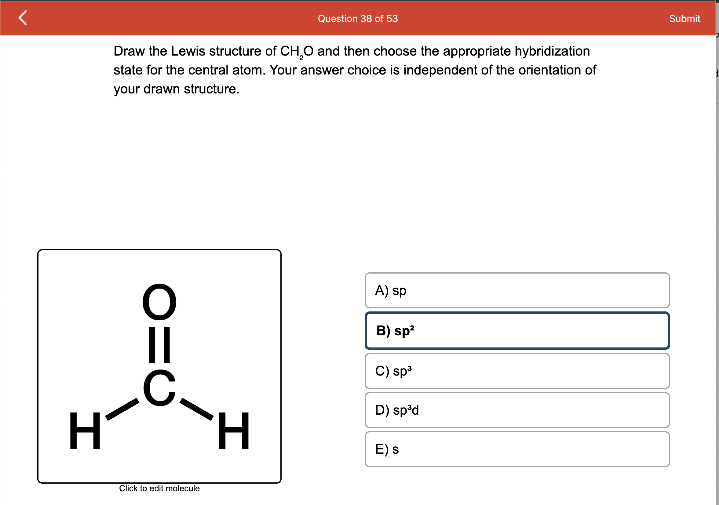 Solved Draw the Lewis structure of CH2O and then choose the