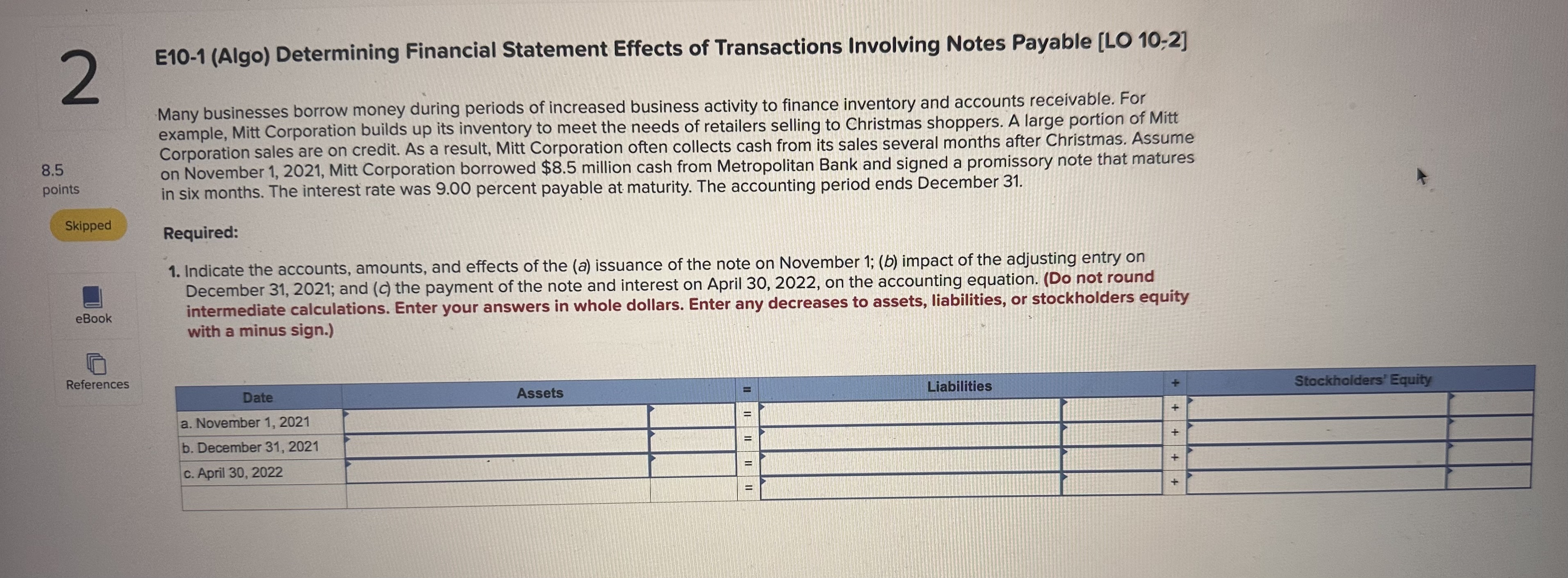 Solved E10-1 (Algo) Determining Financial Statement Effects | Chegg.com