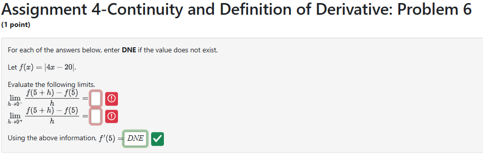 Dne Math Answer Solved (1 point)For each of the answers below, enter DNE | Chegg.com
