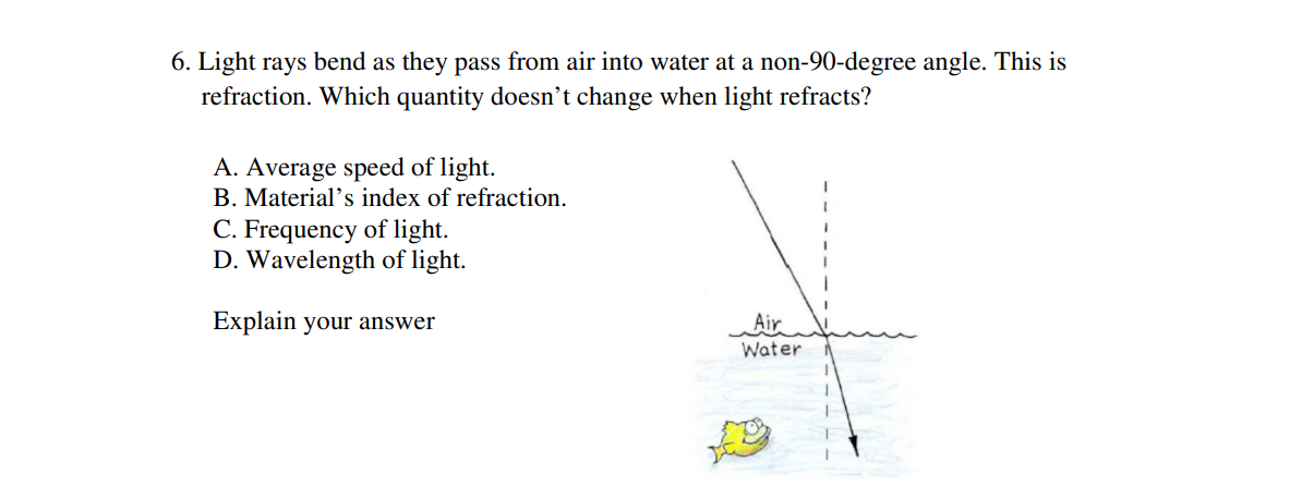 when light rays pass from air to water the