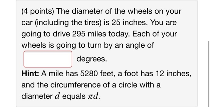 Wheel Diameter Graphs Math Solved (4 points) The diameter of the wheels on your car | Chegg.com