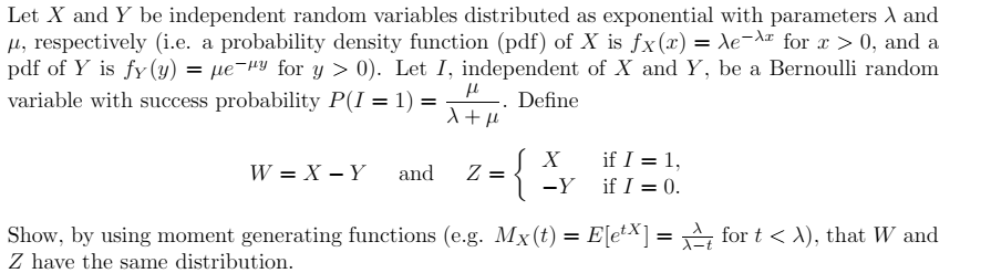 Solved Let X and Y be independent random variables | Chegg.com