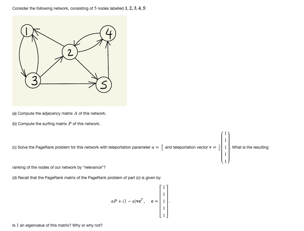 Solved Consider The Following Network, Consisting Of 5 Nodes | Chegg.com