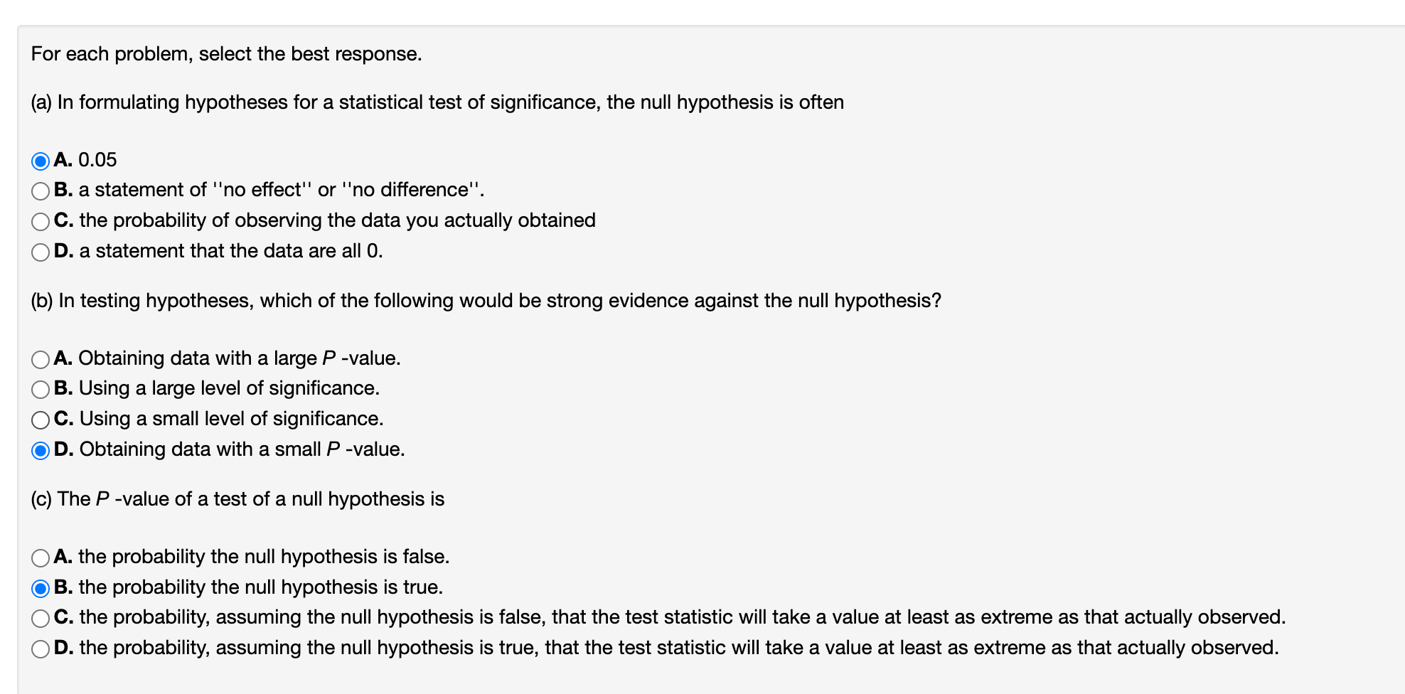 Solved For each problem, select the best response. (a) In | Chegg.com