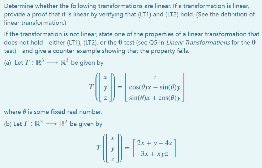 Solved Determine whether the following transformations are | Chegg.com