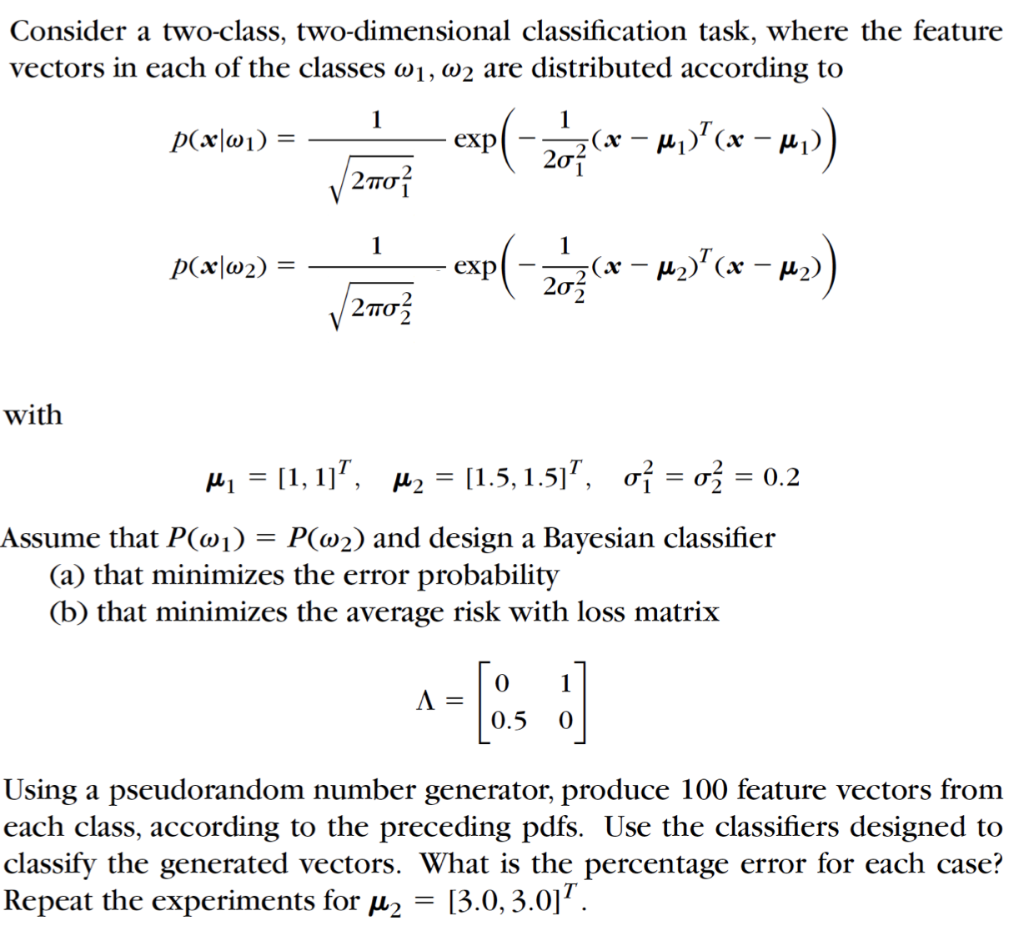 Solved Consider A Two-class, Two-dimensional Classification | Chegg.com