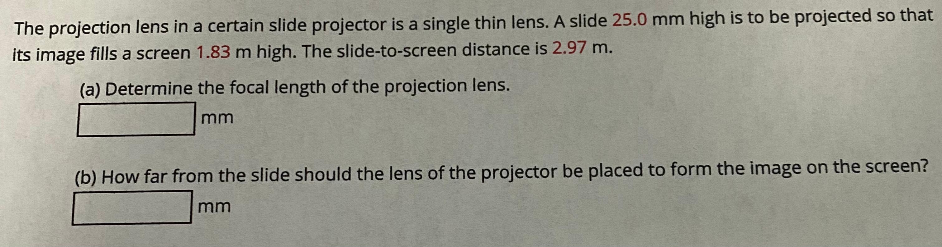 Solved The projection lens in a certain slide projector is a