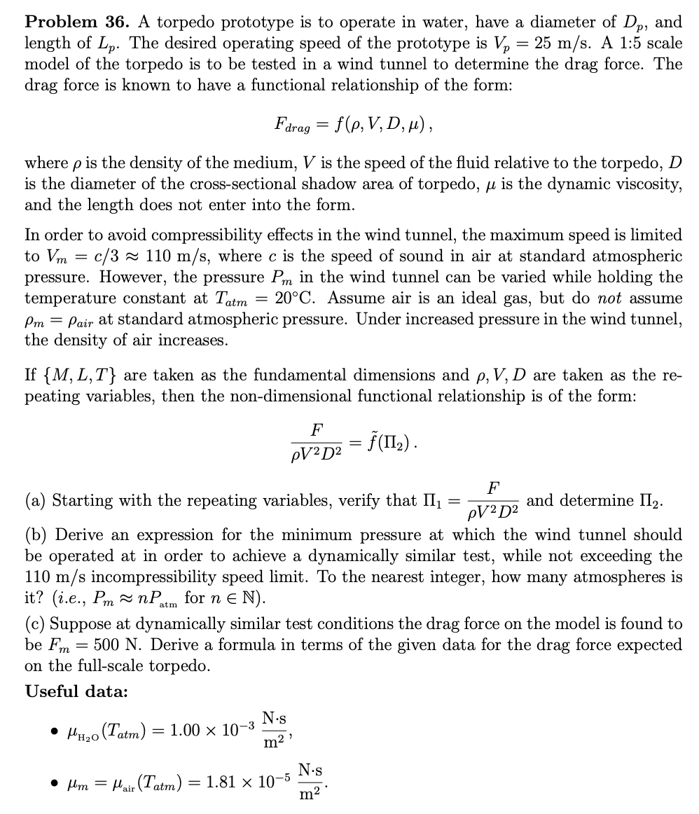 Solved Problem 36. A torpedo prototype is to operate in | Chegg.com