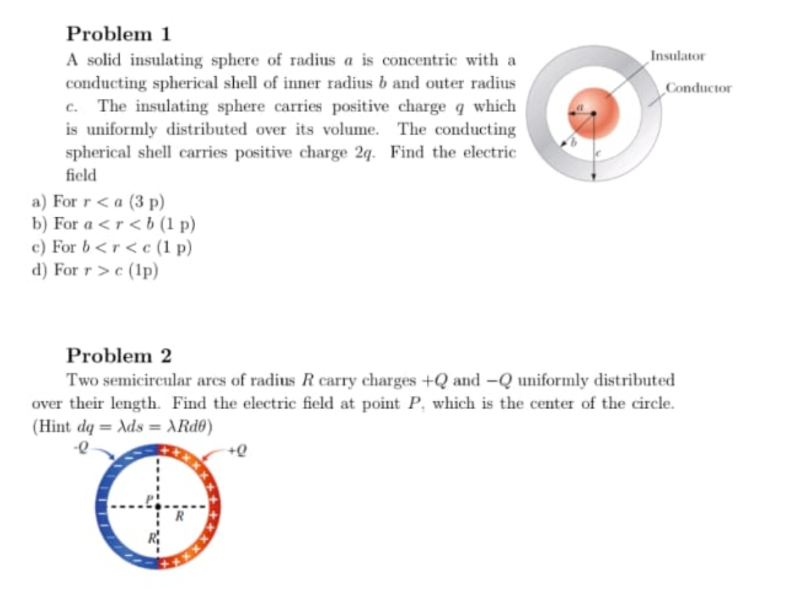 Solved Problem 1 A Solid Insulating Sphere Of Radius A Is | Chegg.com