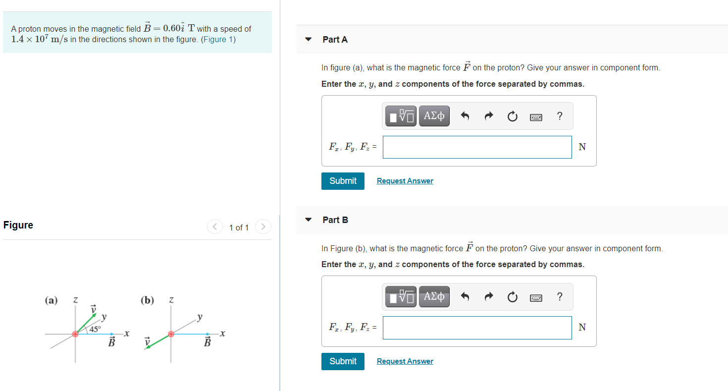 Solved A Proton Moves In The Magnetic Field B = 0.60î T With | Chegg.com