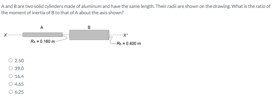 Solved A and B are two solid cylinders made of aluminum and | Chegg.com