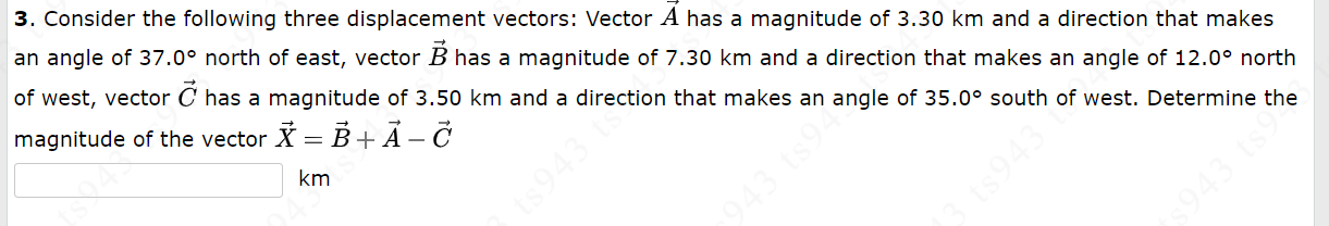 Solved 3. Consider the following three displacement vectors: | Chegg.com