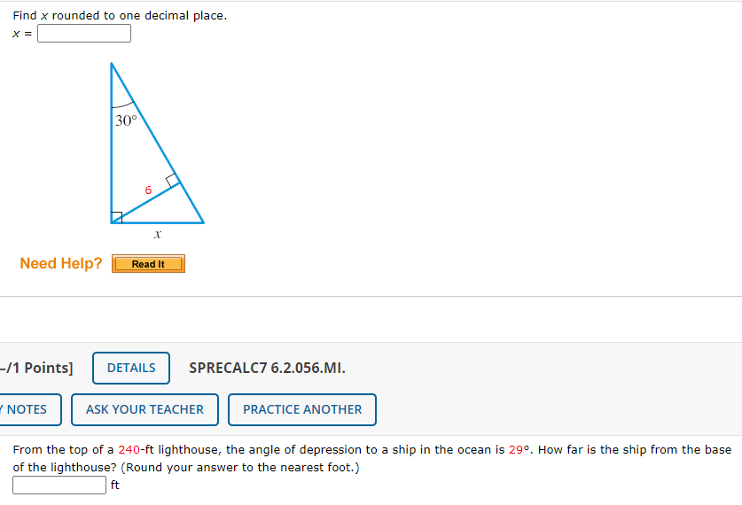 Solved 13. -/1 points SAlg Trig3 6.2.043. Find x rounded to