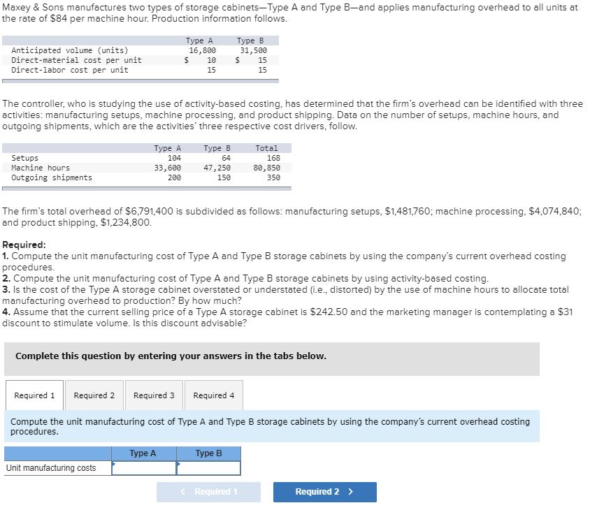 Solved Maxey & Sons manufactures two types of storage