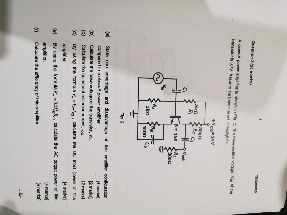 Solved Question 3 (20 Marks) A Class-A Power Amplifier Is | Chegg.com