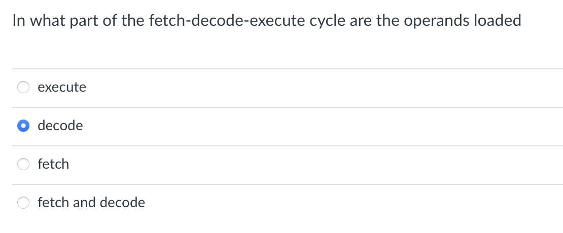Solved In what part of the fetch-decode-execute cycle are | Chegg.com