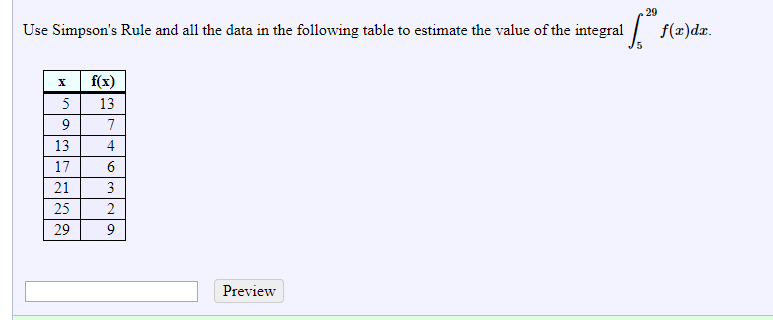Solved 29 Use Simpson's Rule and all the data in the | Chegg.com