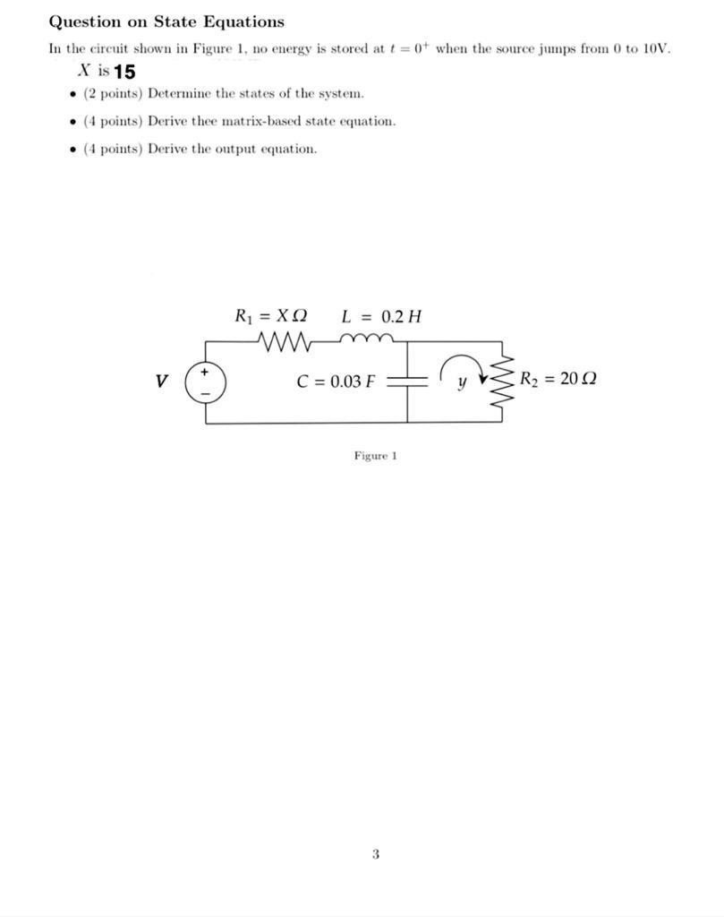 Solved Question on State Equations In the circuit shown in | Chegg.com