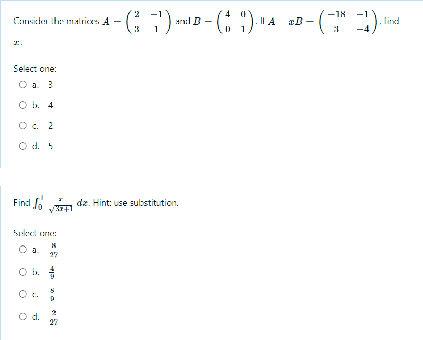 Solved 2 -1 Consider the matrices A = ( 11 ) and B = (6). | Chegg.com