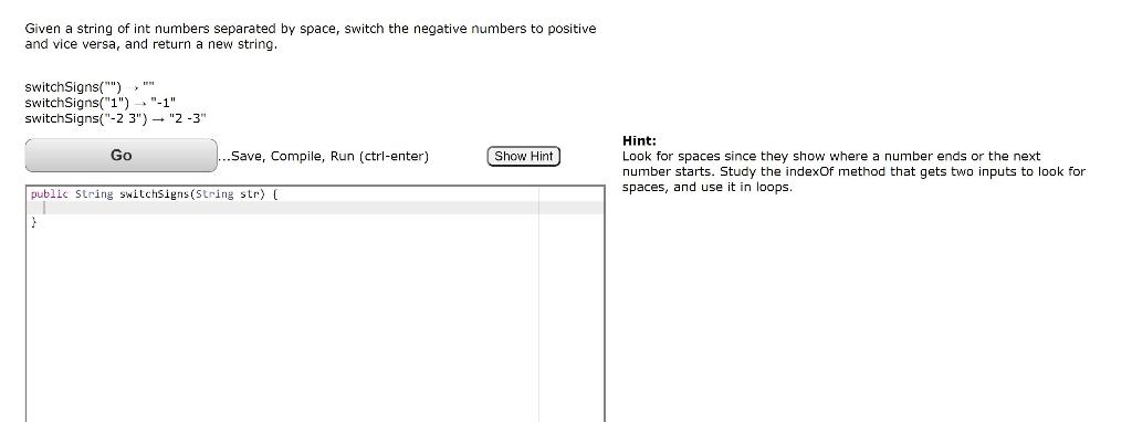 Solved Given A String Of Int Numbers Separated By Space Chegg Com