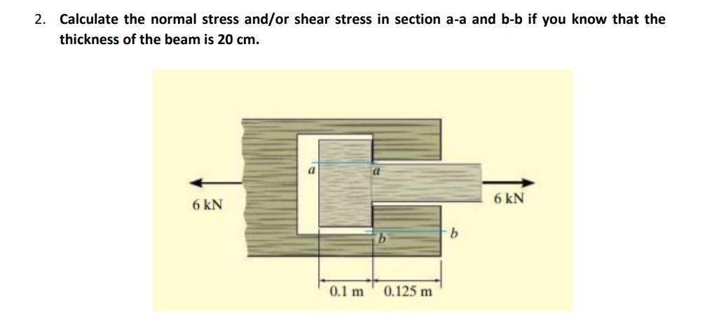 Solved 2. Calculate the normal stress and/or shear stress in | Chegg.com