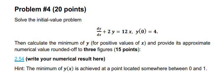 Solved Problem #4 (20 points) Solve the initial-value | Chegg.com