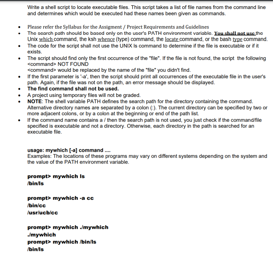 Write A Shell Script To Locate Executable Files. This | Chegg.Com
