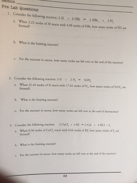 Solved Section Pre Lab Questions 1 . Consider the tollowing | Chegg.com