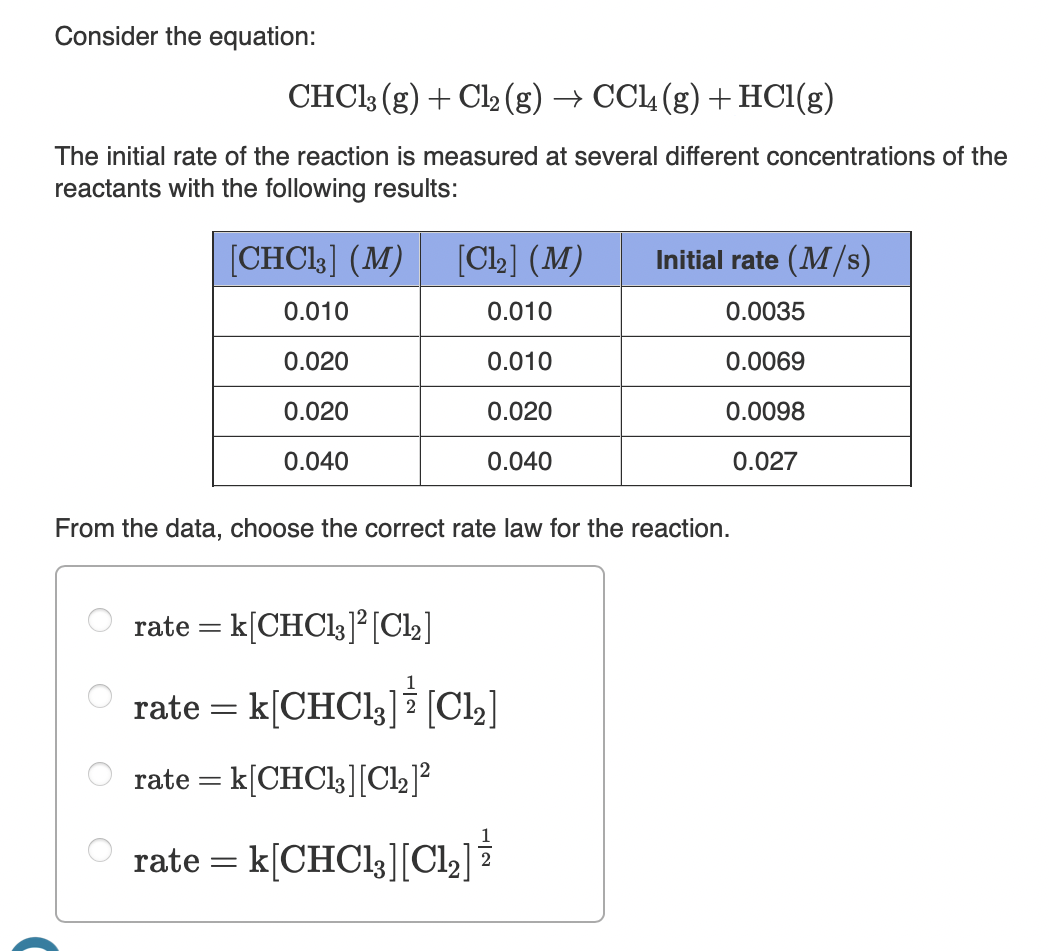 Solved Consider The Equation CHCl3 G Cl2 G CCl4 Chegg Com   PhpMnwuXj