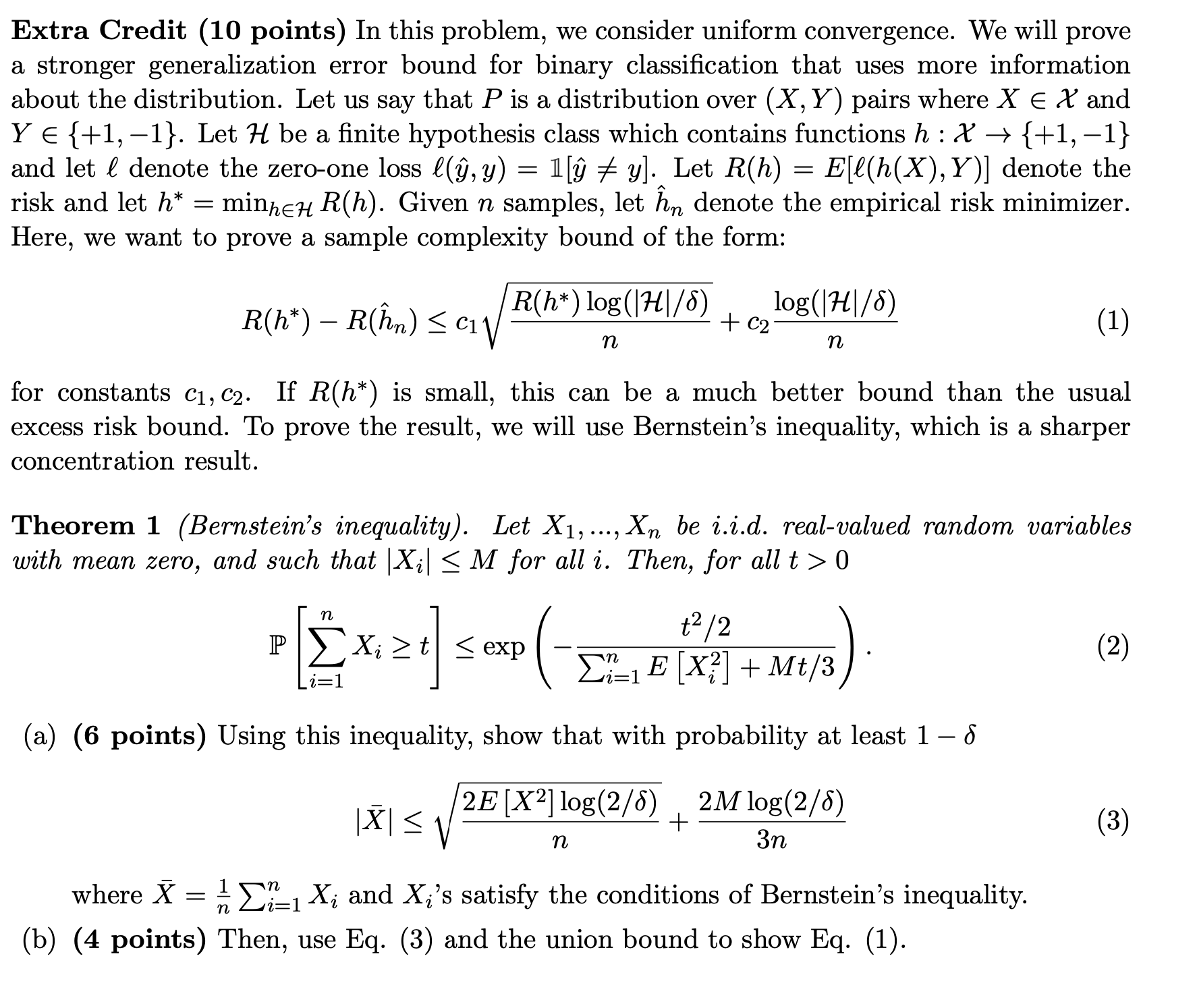 Solved Extra Credit (10 points) In this problem, we consider | Chegg.com