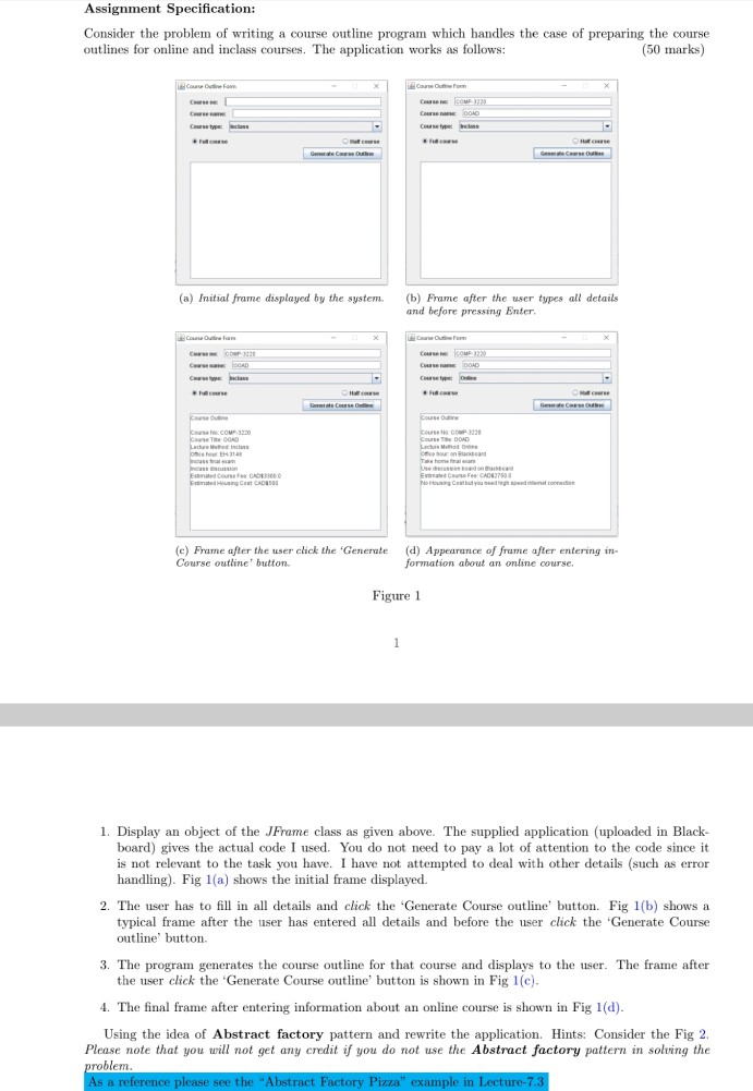 Assignment Specification: Consider the problem of | Chegg.com