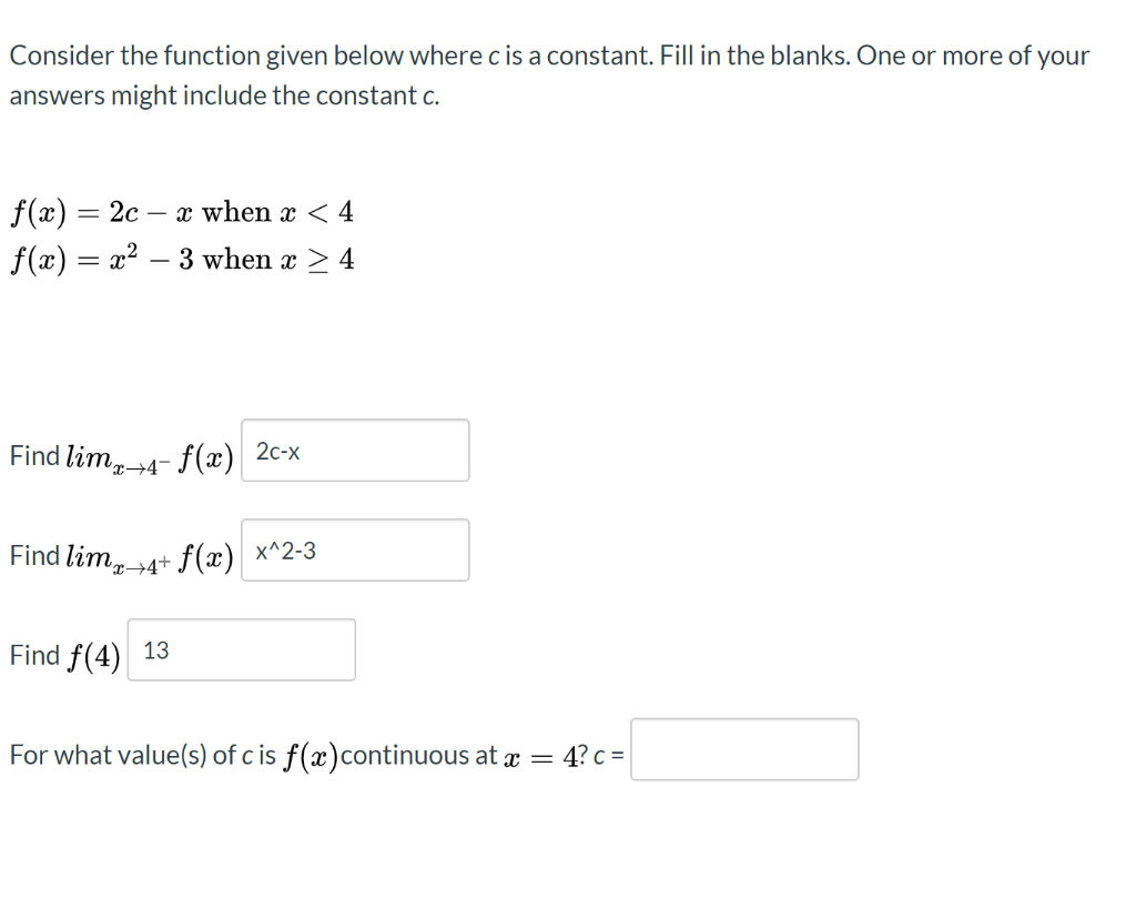Solved Consider the function given below where cis a | Chegg.com