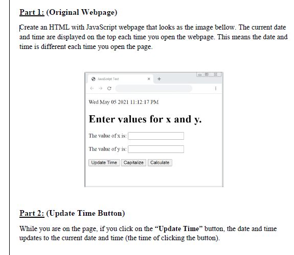 Solved Part 1: (Original Webpage) Create an HTML with | Chegg.com