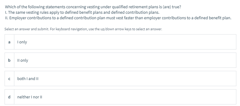 Solved Which Of The Following Statements Concerning Vesting | Chegg.com