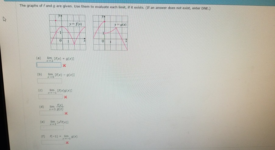 Solved The graphs of f and g are given. Use them to evaluate | Chegg.com