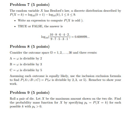 Solved Problem 7 (5 points) The random variable X has | Chegg.com