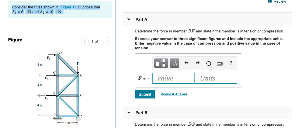 Solved 1 Review Consider The Truss Shown In (Figure 1). | Chegg.com