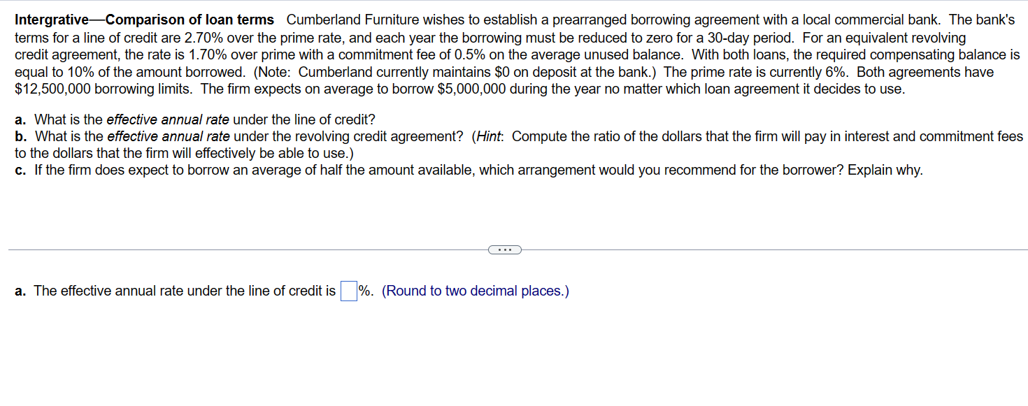 Solved of loan terms Cumberland