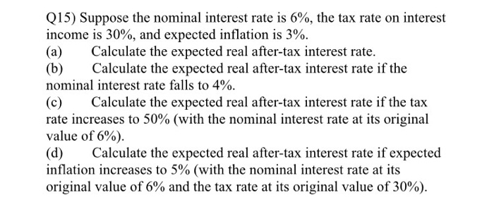 Solved Suppose The Nominal Interest Rate Is 6 The Tax Rate Chegg