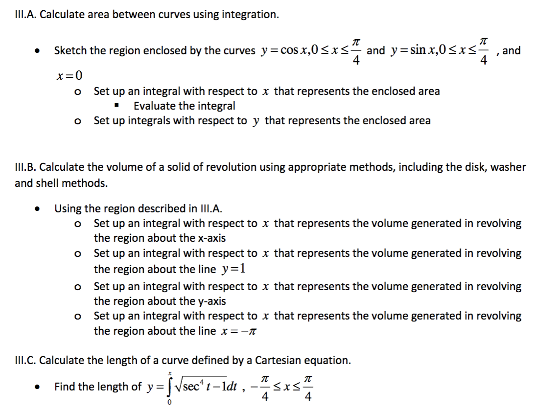 Solved TIL.A. Calculate area between curves using | Chegg.com
