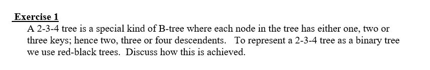 Solved Exercise 1 A 2-3-4 tree is a special kind of B-tree | Chegg.com