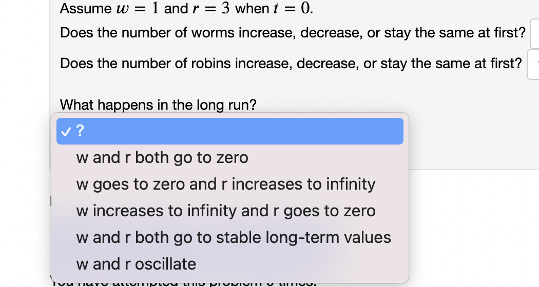 Solved (10 points) Let w be the number of worms (in | Chegg.com