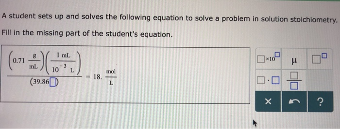 Solved A student sets up and solves the following equation | Chegg.com