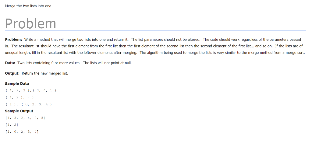 Solved Merge the two lists into one Problem Problem: Write a | Chegg.com